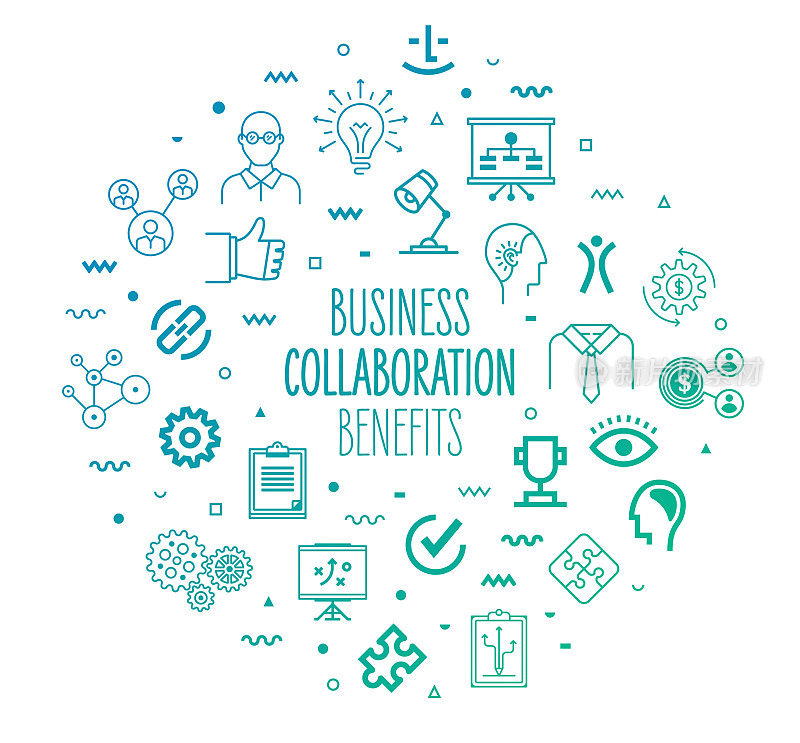 Collaboration Across Organizations Outline Style Infographic Design